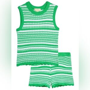 Jessica Simpson Green and White Striped Kids Knit Set, Sz M (8-10), NWT